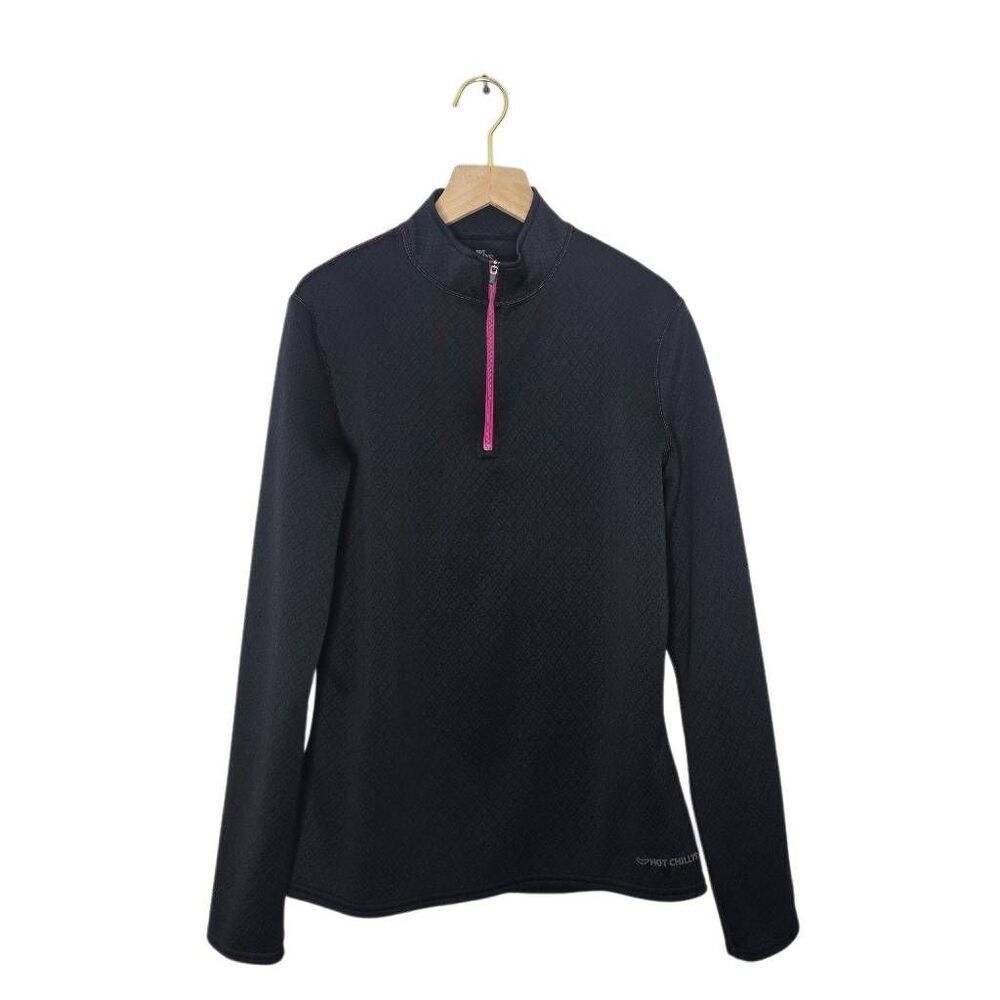 Hot Chillys Women's Base Layer 1/4 Zip Top Size Large Black